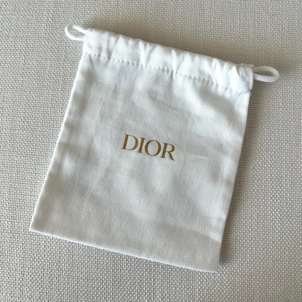 NEW DIOR DRAWSTRING POUCH WHITE COTTON SMALL